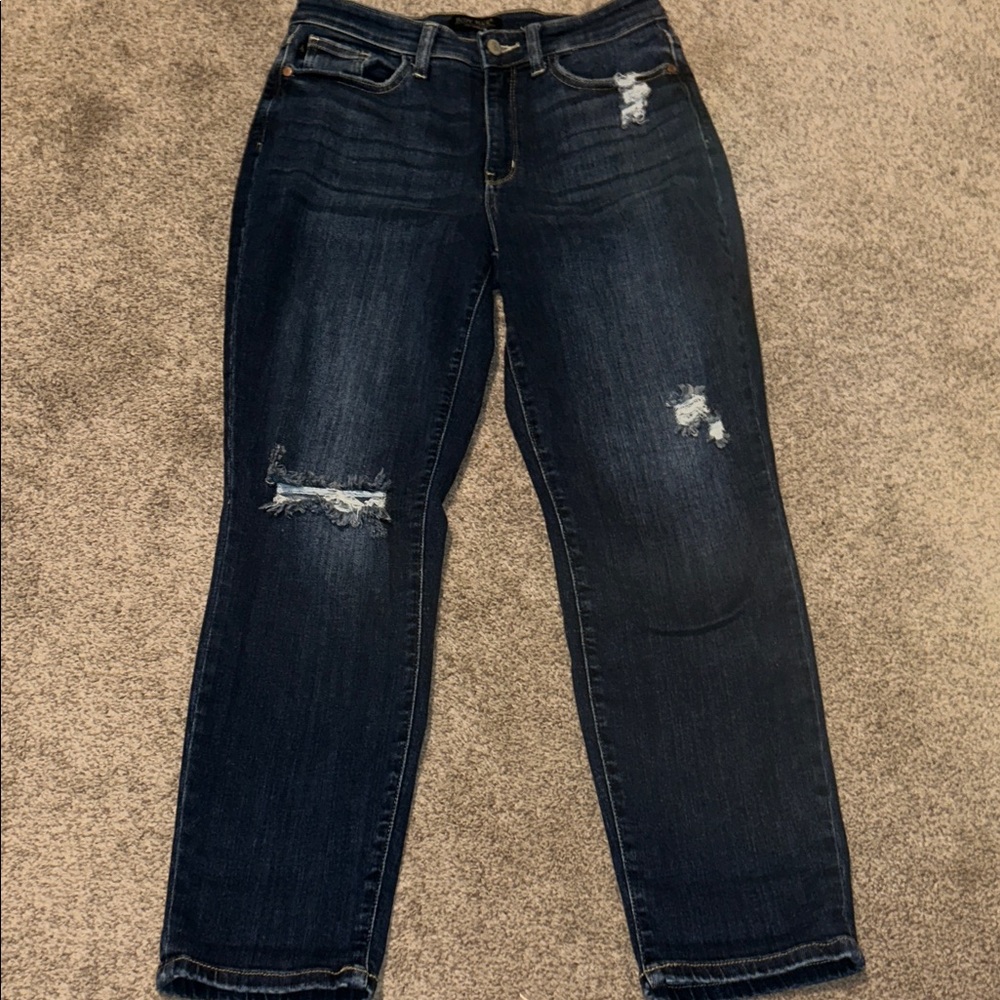 Judy Blue Dark Wash Distressed Boyfriend jeans